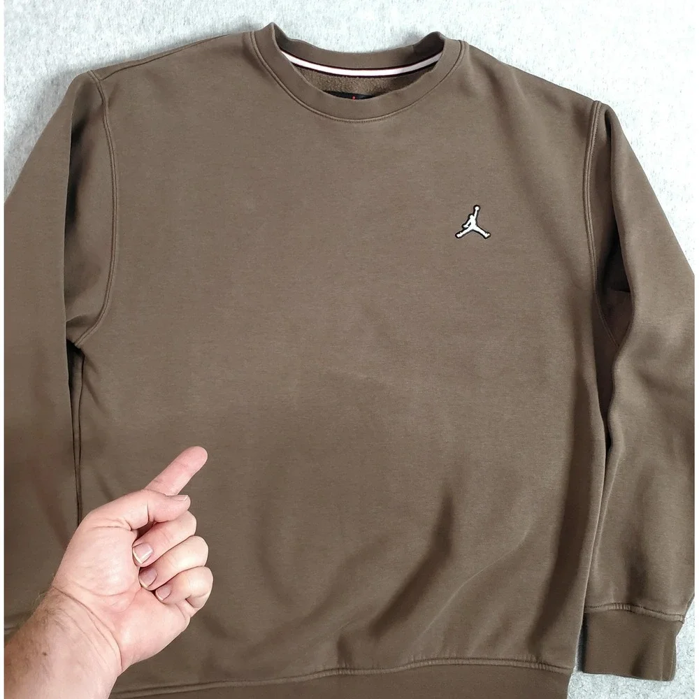 Nike Jordan Sweatshirt Mens Small Brown Fleece Crew Jumpman Logo DQ7520-274